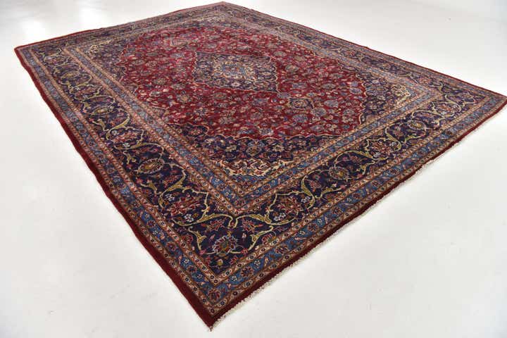 9' 7 x 12' 10 Hand Knotted Mashad Persian Wool Rug