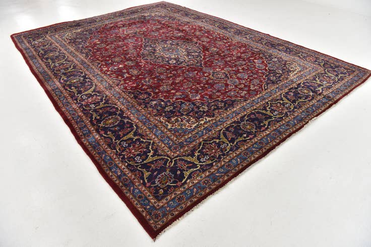 Detail image of 9' 7 x 12' 10 Hand Knotted Mashad Persian Wool Rug