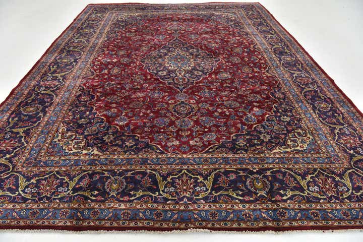 9' 7 x 12' 10 Hand Knotted Mashad Persian Wool Rug