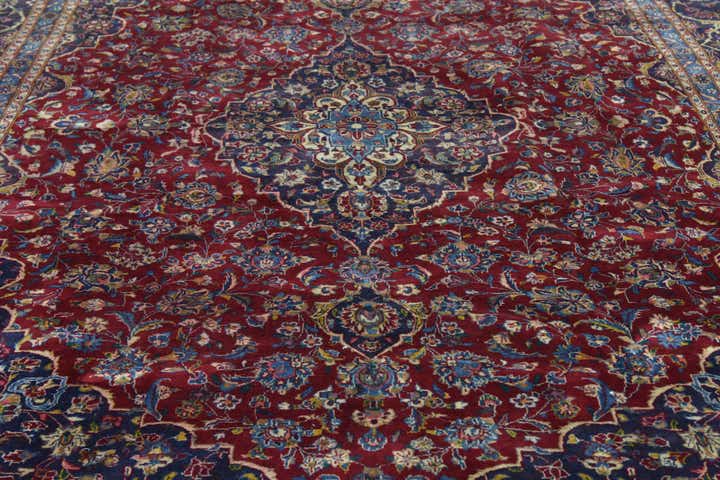 9' 7 x 12' 10 Hand Knotted Mashad Persian Wool Rug