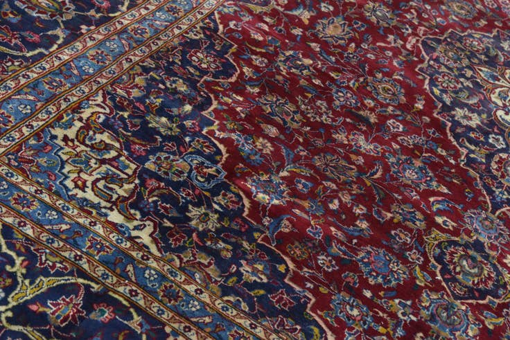 Detail image of 9' 7 x 12' 10 Hand Knotted Mashad Persian Wool Rug
