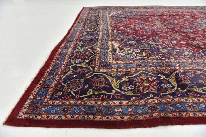 9' 7 x 12' 10 Hand Knotted Mashad Persian Wool Rug