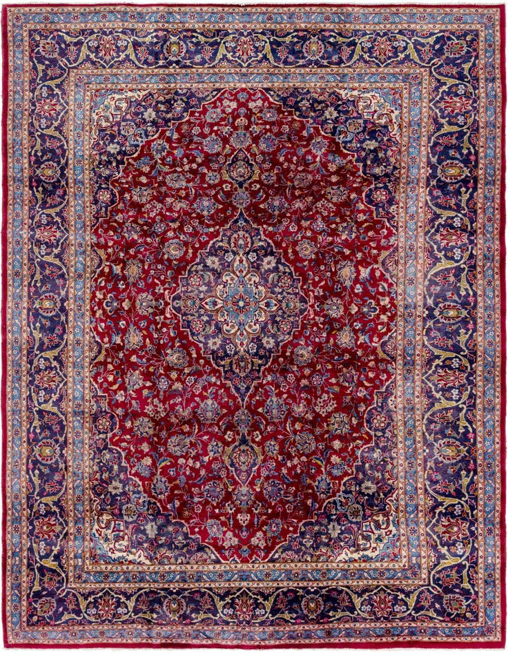 Detail image of 9' 7 x 12' 10 Hand Knotted Mashad Persian Wool Rug