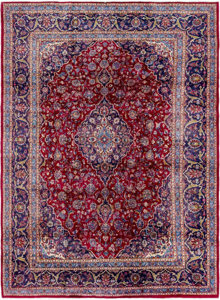 9' 7 x 12' 10 Hand Knotted Mashad Persian Wool Rug