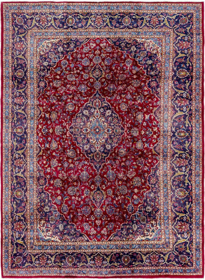 Detail image of 9' 7 x 12' 10 Hand Knotted Mashad Persian Wool Rug