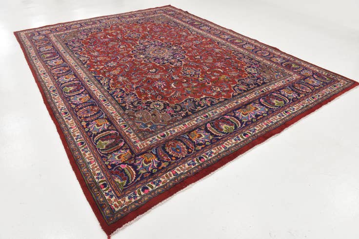 Detail image of 9' 8 x 12' 9 Hand Knotted Mashad Persian Wool Rug