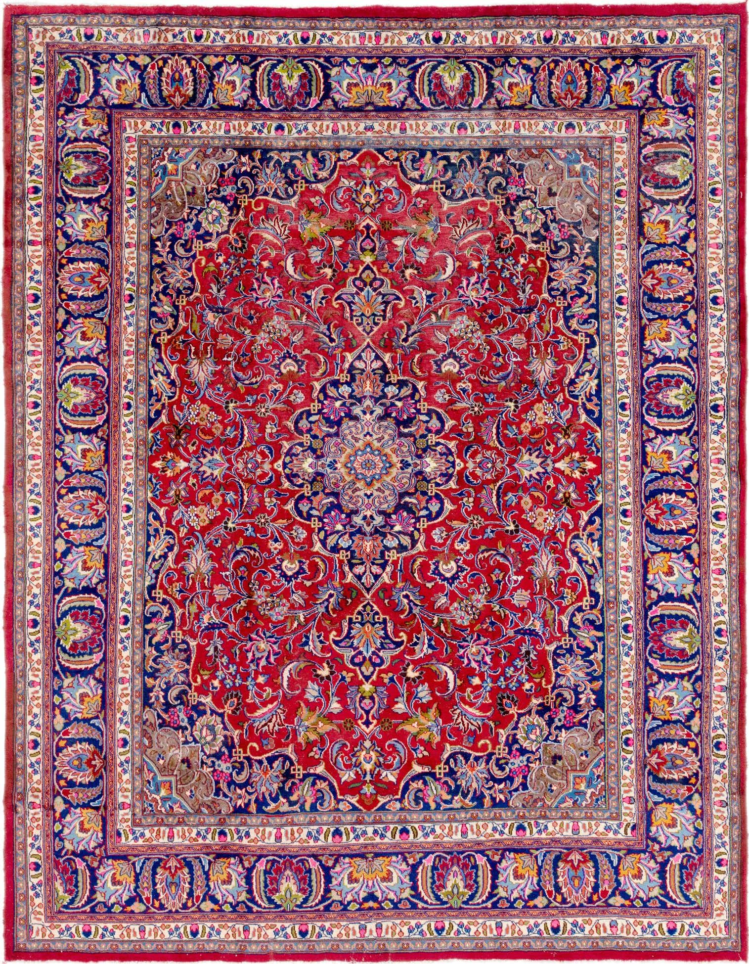 9' 8 x 12' 9 Hand Knotted Mashad Persian Wool Rug