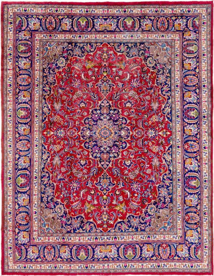Detail image of 9' 8 x 12' 9 Hand Knotted Mashad Persian Wool Rug
