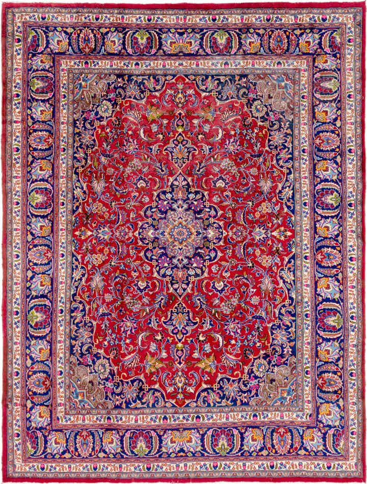 9' 8 x 12' 9 Hand Knotted Mashad Persian Wool Rug