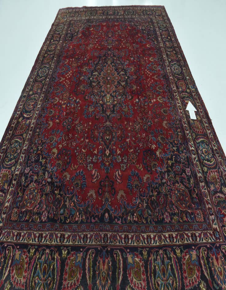 Detail image of 9' 3 x 12' 9  Hand Knotted Mashad Persian Wool Rug