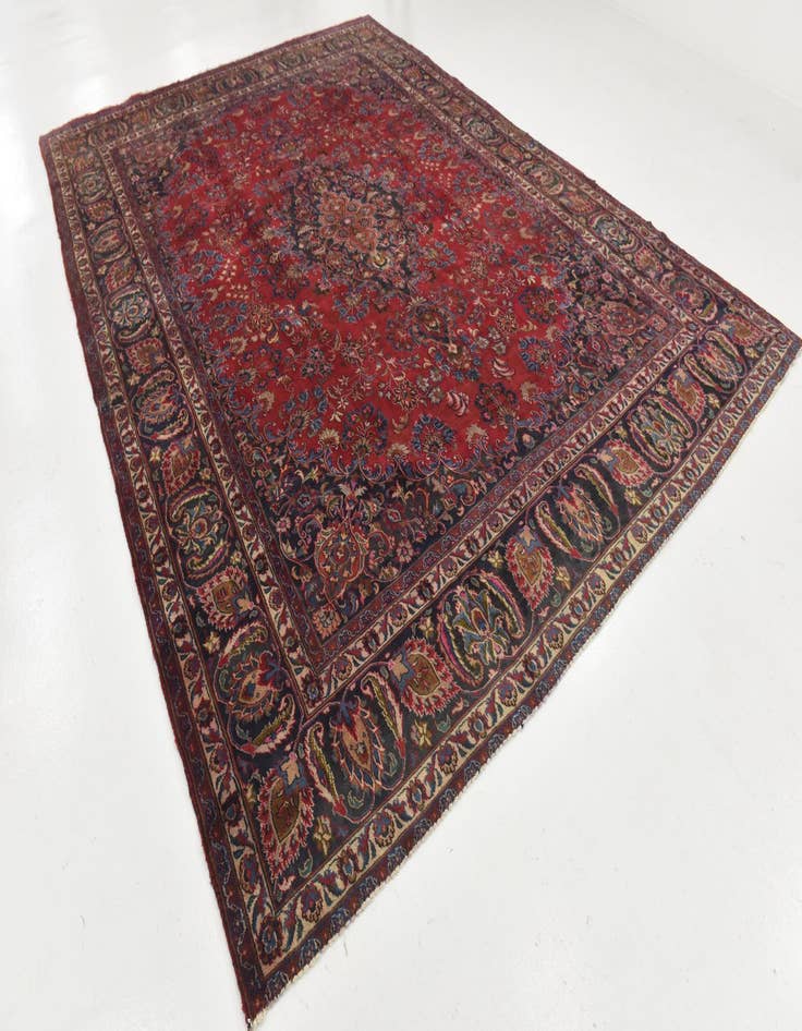 Detail image of 9' 3 x 12' 9  Hand Knotted Mashad Persian Wool Rug