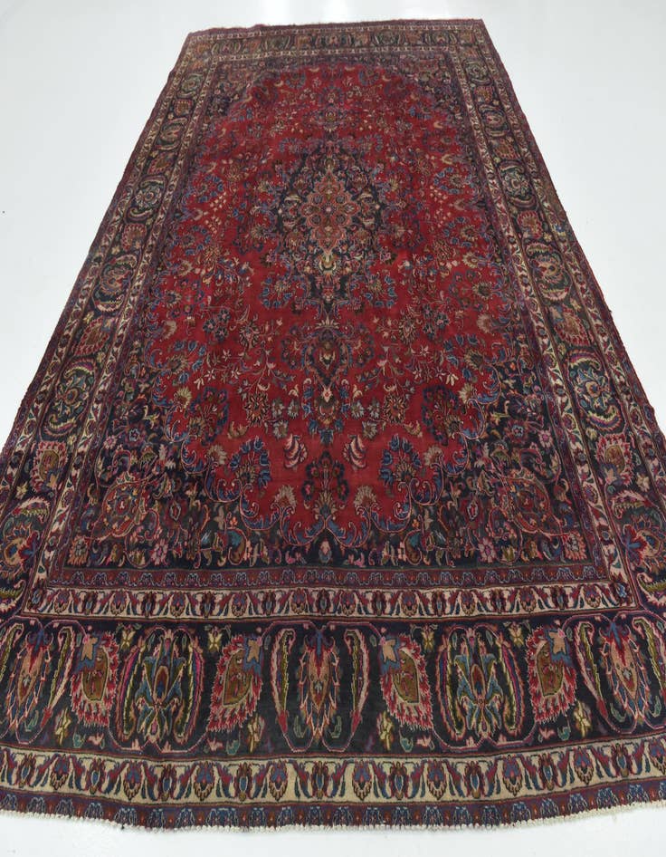 Detail image of 9' 3 x 12' 9  Hand Knotted Mashad Persian Wool Rug