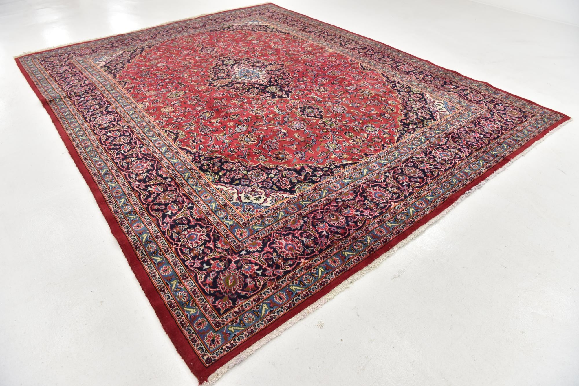 9' 8 x 12' 7 Hand Knotted Mashad Persian Wool Rug