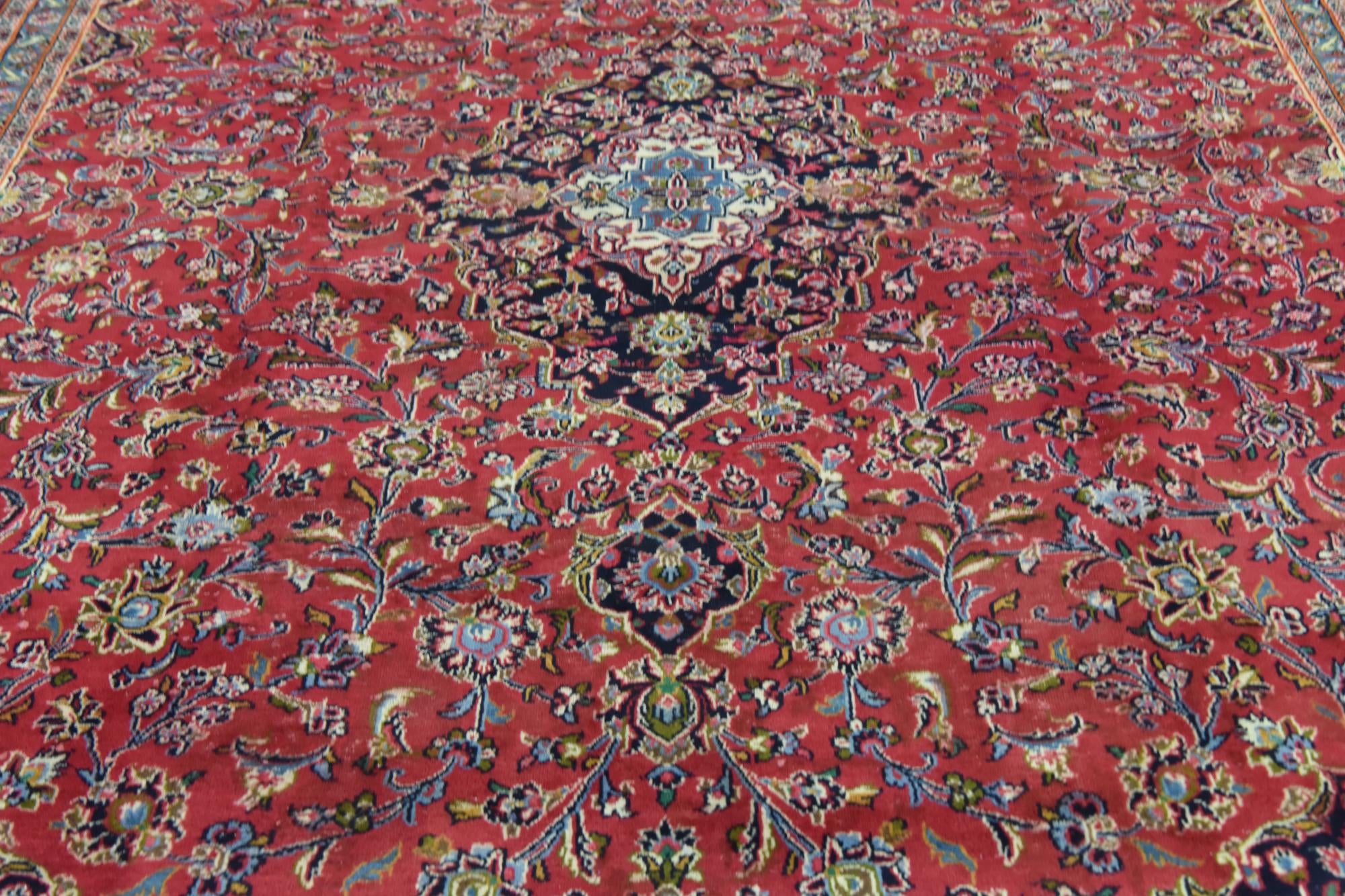 9' 8 x 12' 7 Hand Knotted Mashad Persian Wool Rug