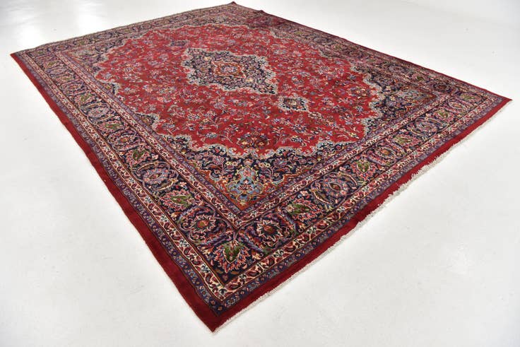 Detail image of 9' 9 x 12' 9 Hand Knotted Mashad Persian Wool Rug