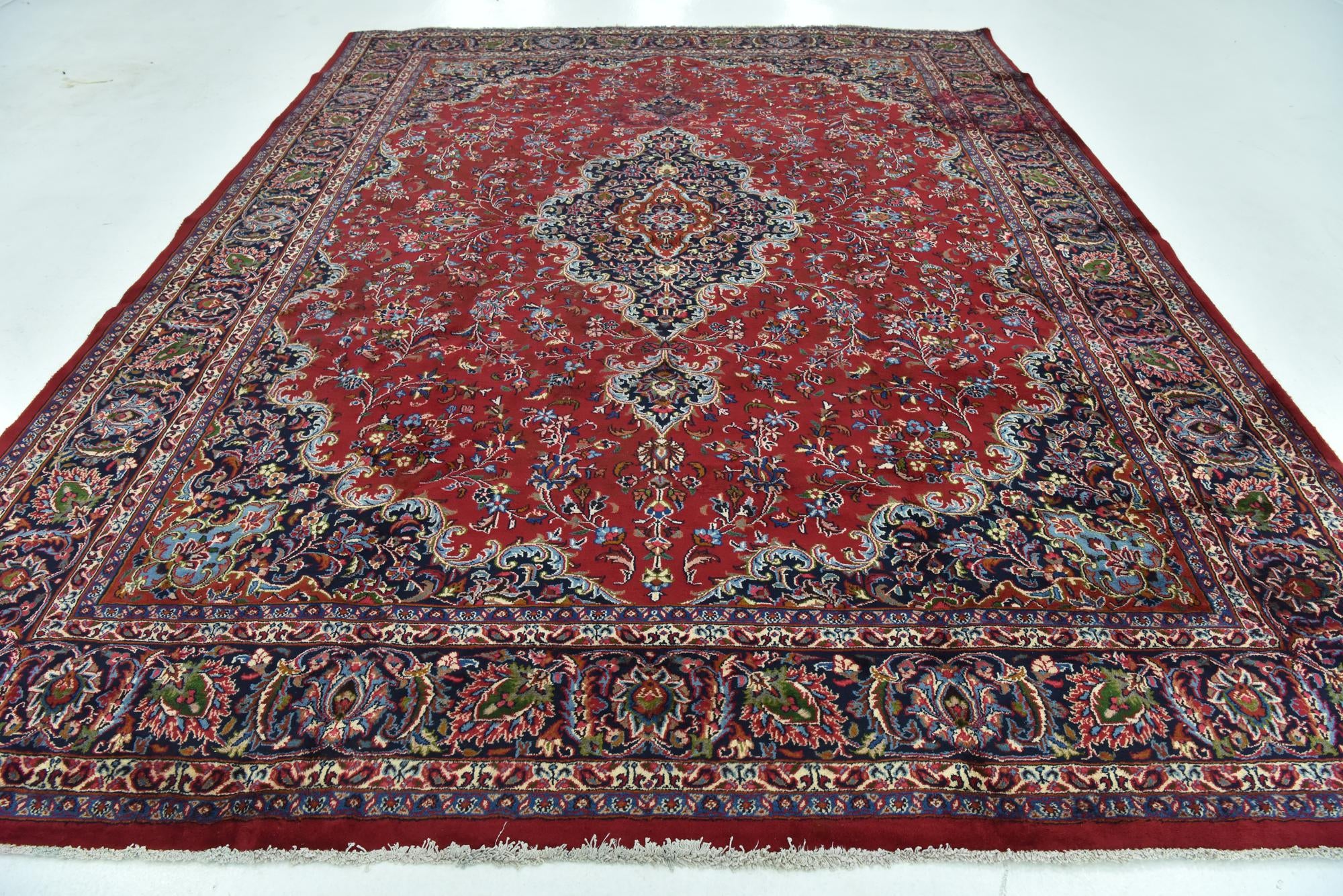 9' 9 x 12' 9 Hand Knotted Mashad Persian Wool Rug