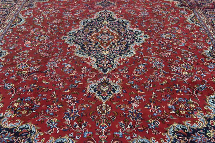 9' 9 x 12' 9 Hand Knotted Mashad Persian Wool Rug