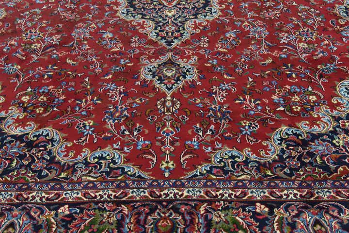 9' 9 x 12' 9 Hand Knotted Mashad Persian Wool Rug