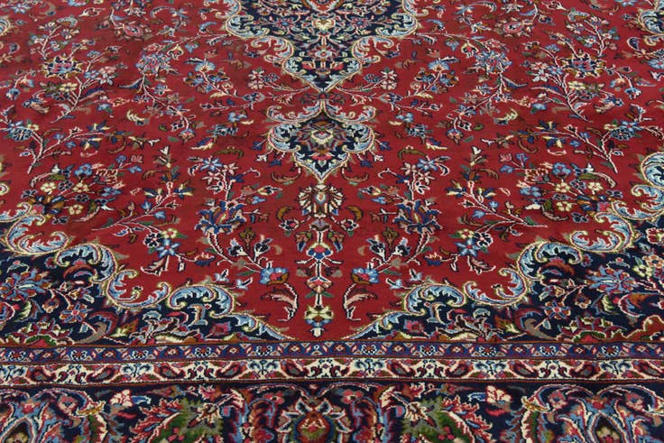 Detail image of 9' 9 x 12' 9 Hand Knotted Mashad Persian Wool Rug