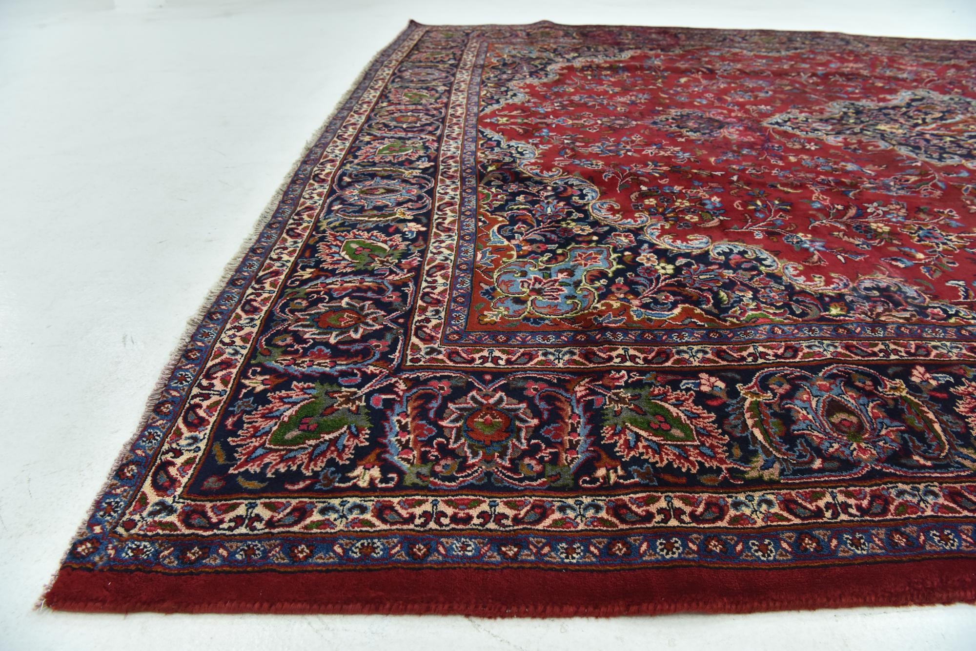 9' 9 x 12' 9 Hand Knotted Mashad Persian Wool Rug