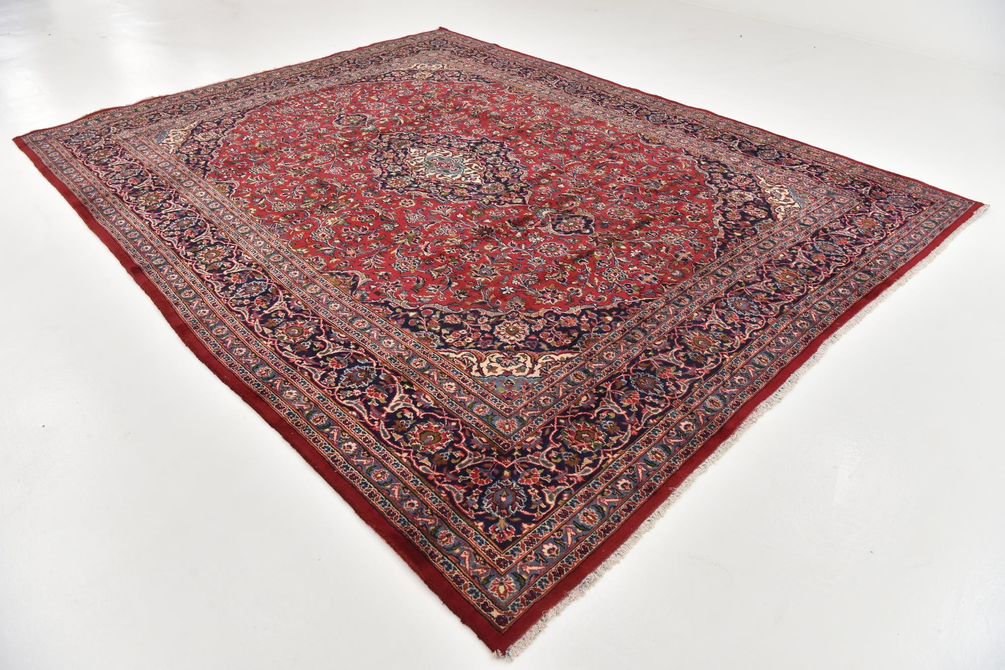 9' 9 x 12' 6 Hand Knotted Mashad Persian Wool Rug
