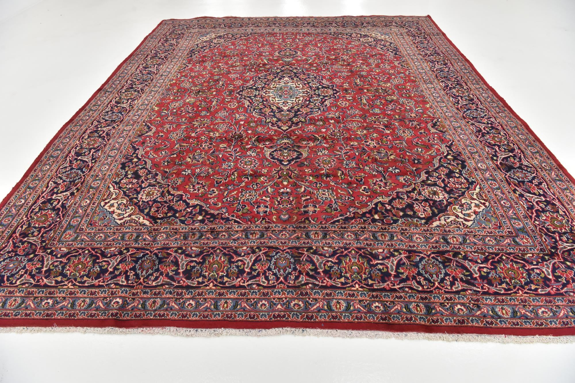 9' 9 x 12' 6 Hand Knotted Mashad Persian Wool Rug