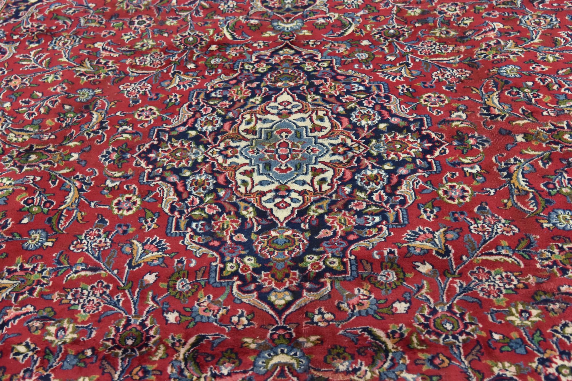 9' 9 x 12' 6 Hand Knotted Mashad Persian Wool Rug