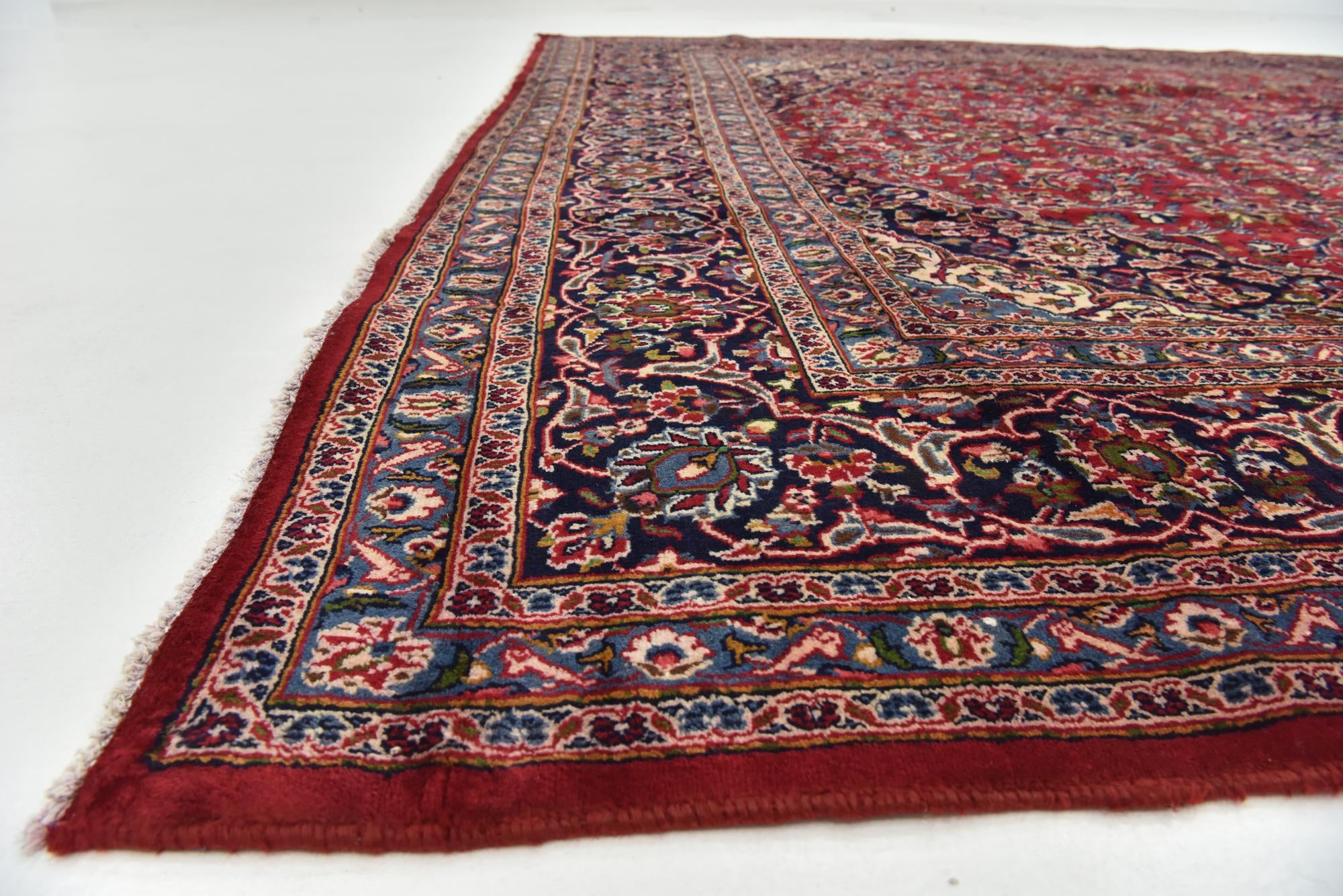9' 9 x 12' 6 Hand Knotted Mashad Persian Wool Rug