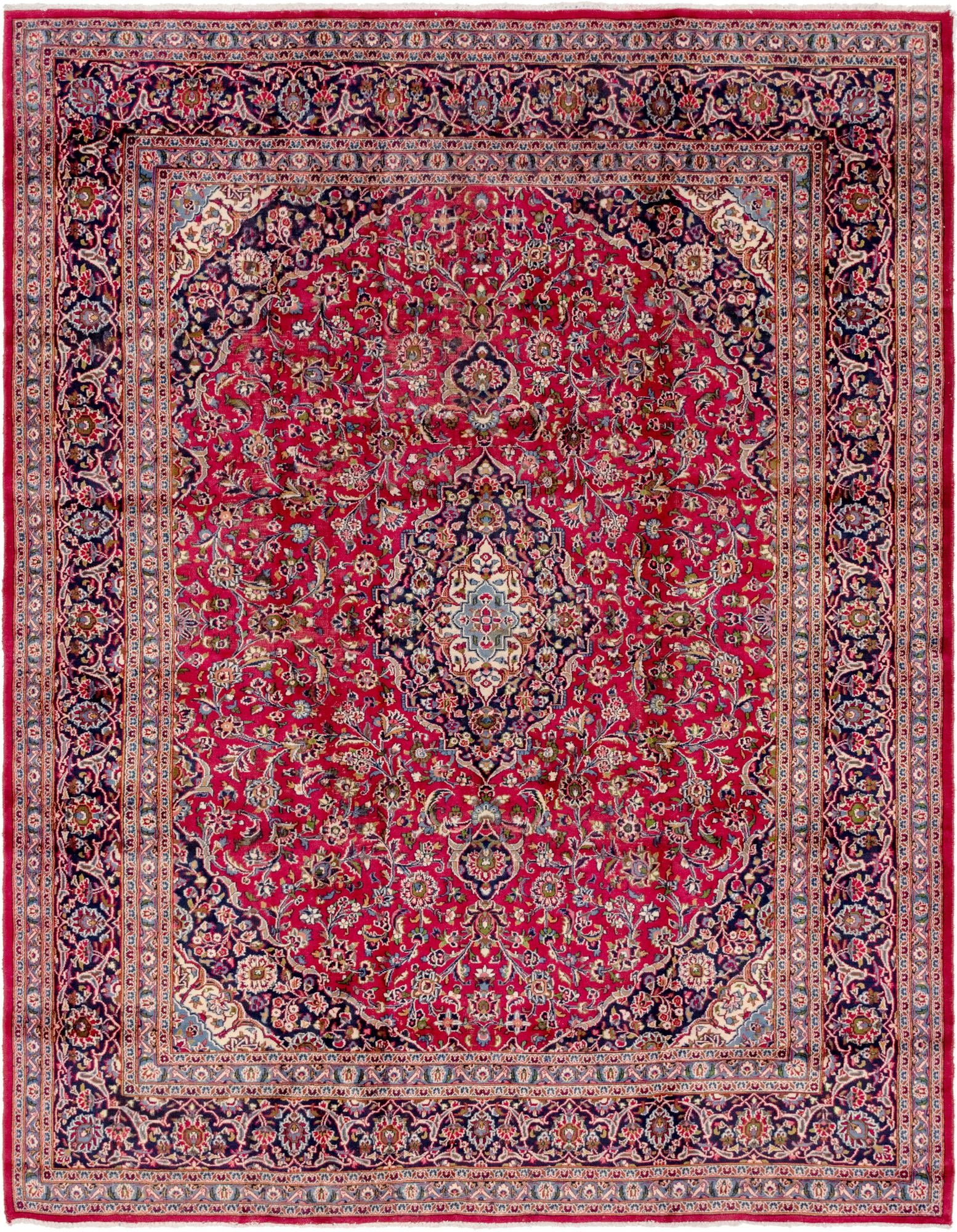 9' 9 x 12' 6 Hand Knotted Mashad Persian Wool Rug