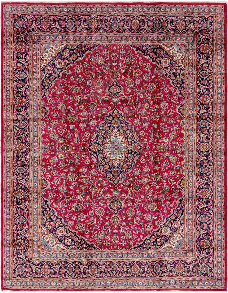 Detail image of 9' 9 x 12' 6 Hand Knotted Mashad Persian Wool Rug