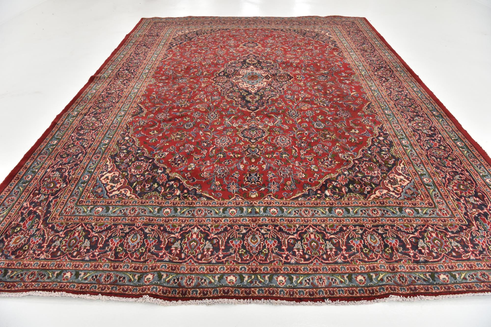 9' 8 x 13' Hand Knotted Mashad Persian Wool Rug