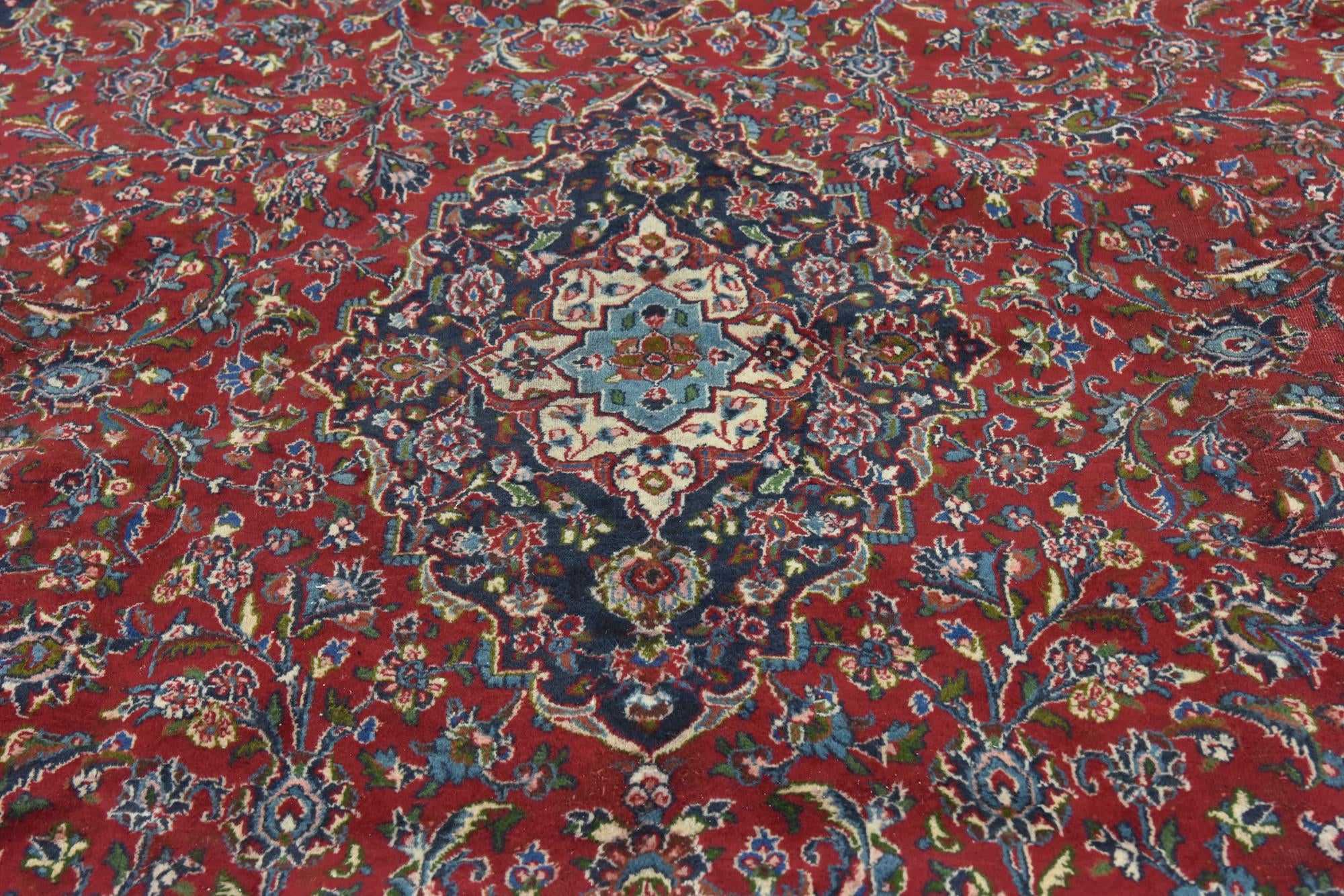 9' 8 x 13' Hand Knotted Mashad Persian Wool Rug