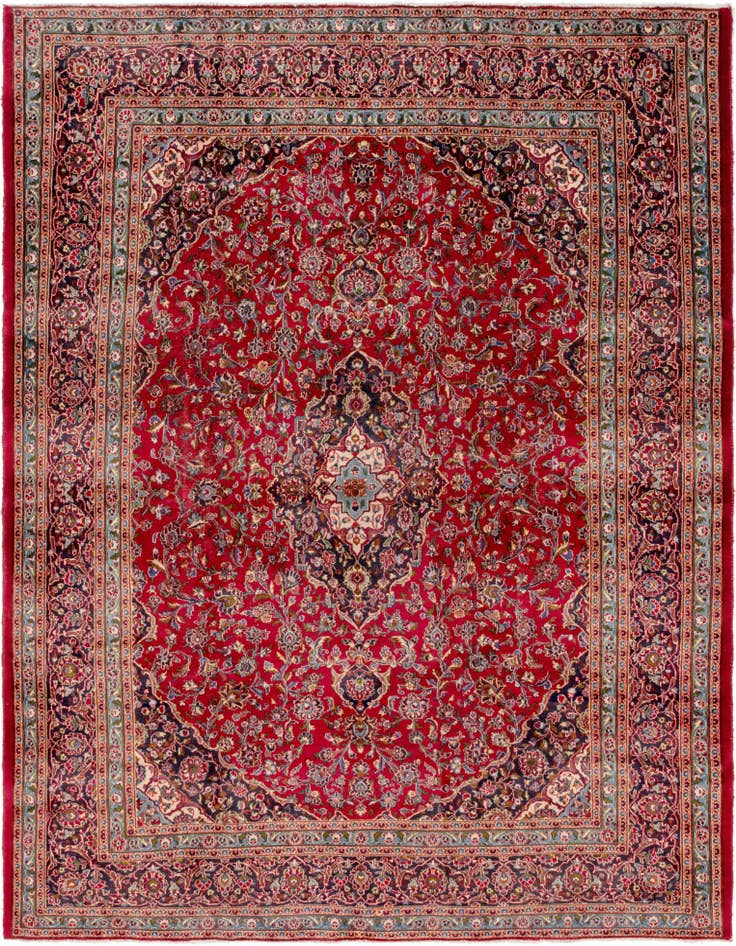 Detail image of 9' 8 x 13' Hand Knotted Mashad Persian Wool Rug