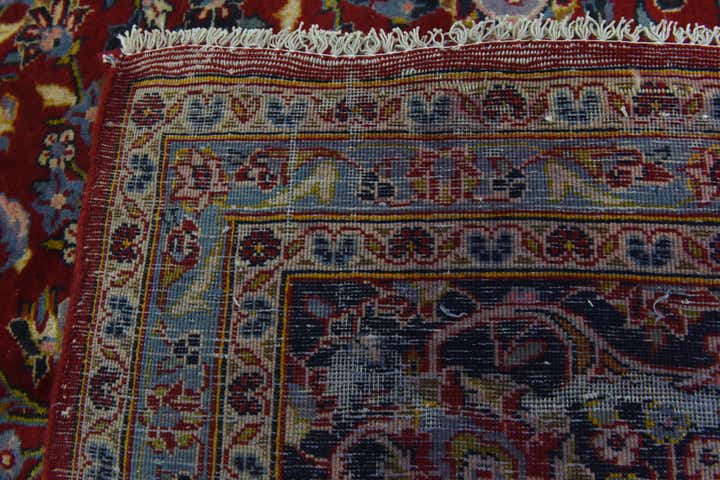 9' 8 x 13' Hand Knotted Mashad Persian Wool Rug