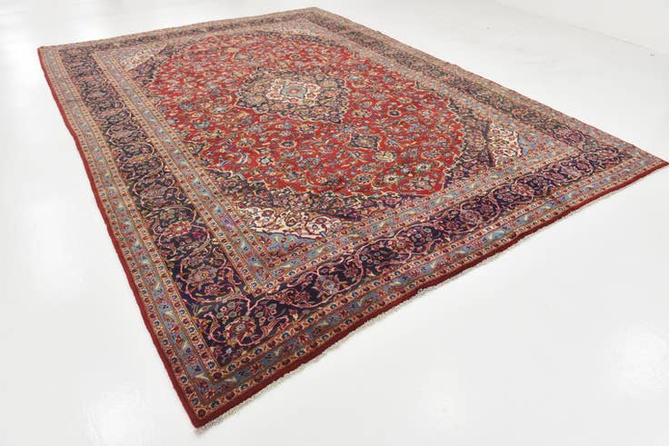 Detail image of 9' 8 x 13' Hand Knotted Mashad Persian Wool Rug