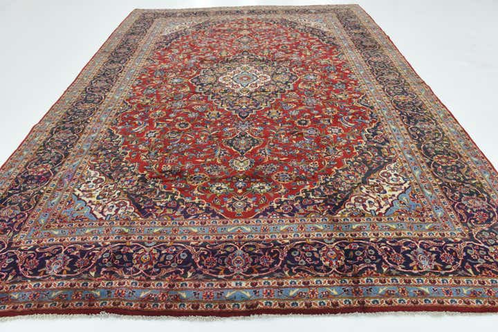 9' 8 x 13' Hand Knotted Mashad Persian Wool Rug