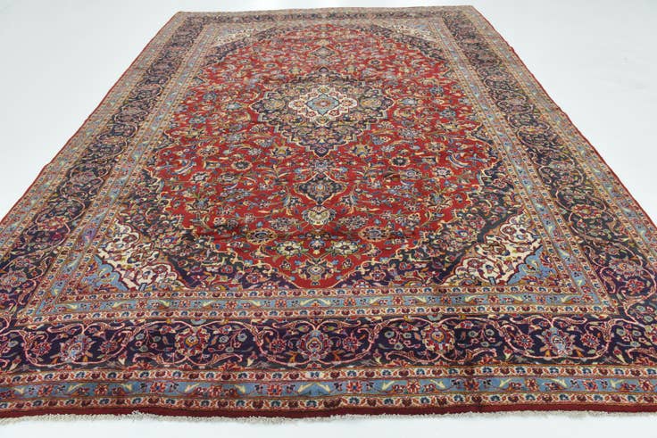 Detail image of 9' 8 x 13' Hand Knotted Mashad Persian Wool Rug