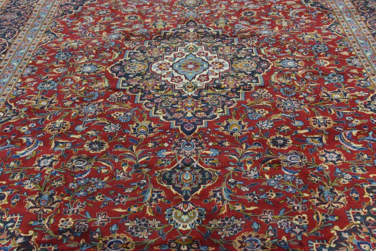 Detail image of 9' 8 x 13' Hand Knotted Mashad Persian Wool Rug