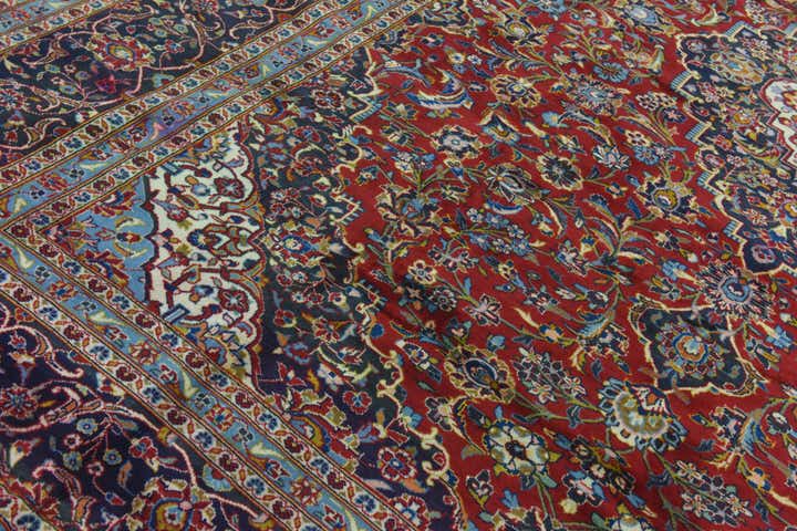 9' 8 x 13' Hand Knotted Mashad Persian Wool Rug