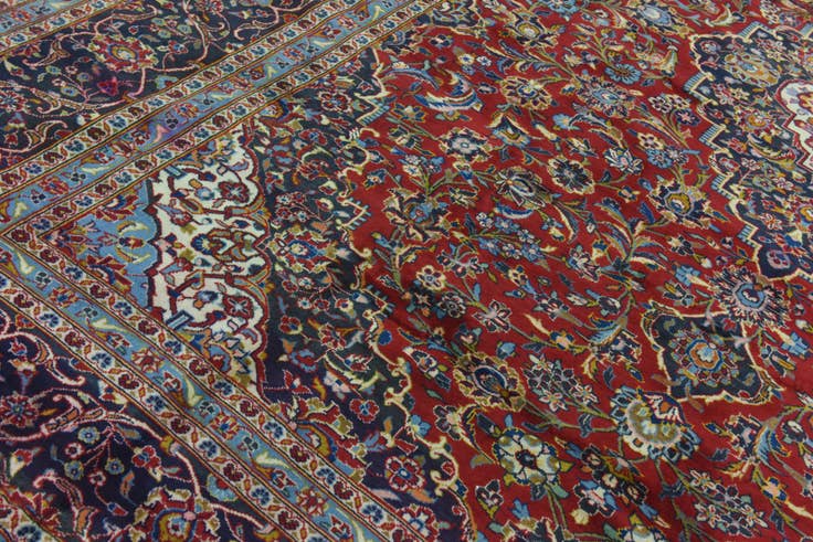 Detail image of 9' 8 x 13' Hand Knotted Mashad Persian Wool Rug