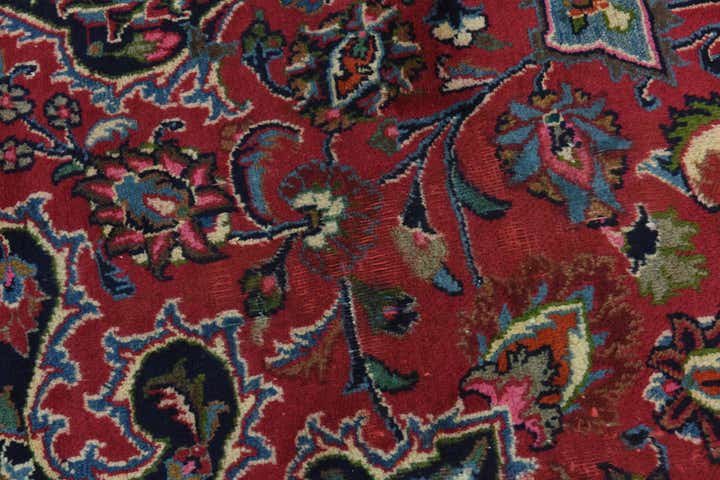 9' 6 x 12' 7 Hand Knotted Mashad Persian Wool Rug
