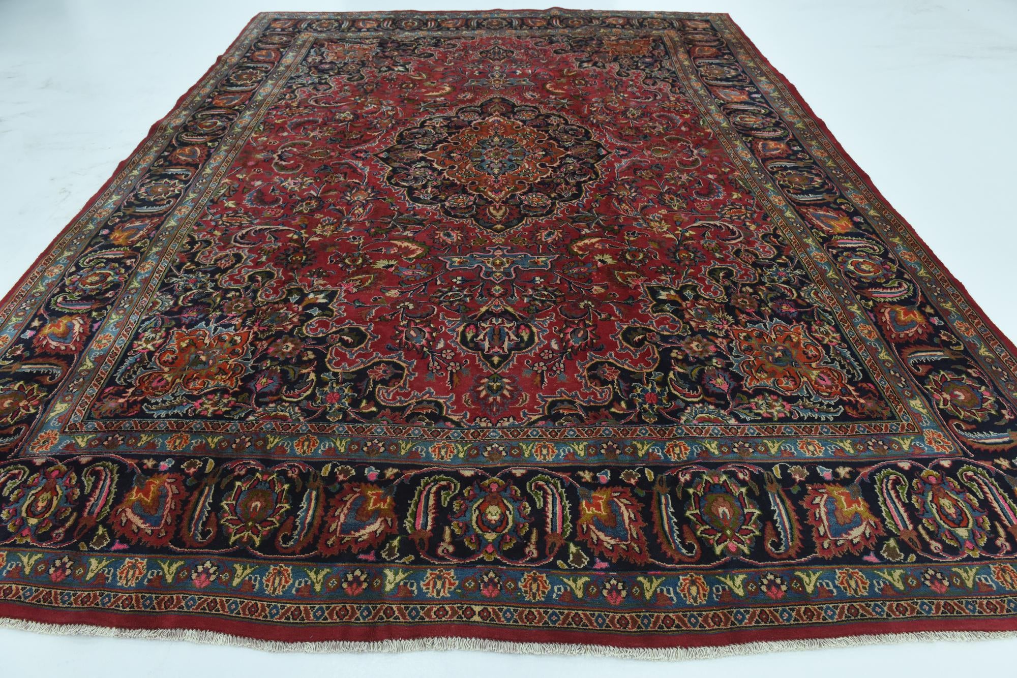 9' 6 x 12' 7 Hand Knotted Mashad Persian Wool Rug