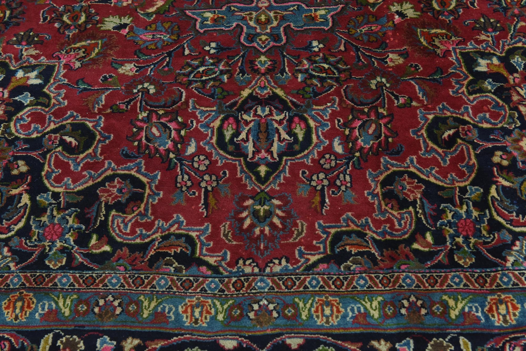 9' 6 x 12' 7 Hand Knotted Mashad Persian Wool Rug