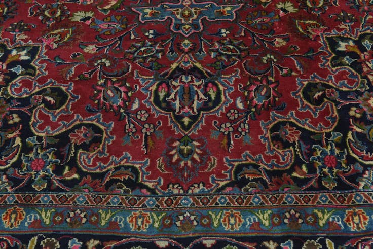 Detail image of 9' 6 x 12' 7 Hand Knotted Mashad Persian Wool Rug