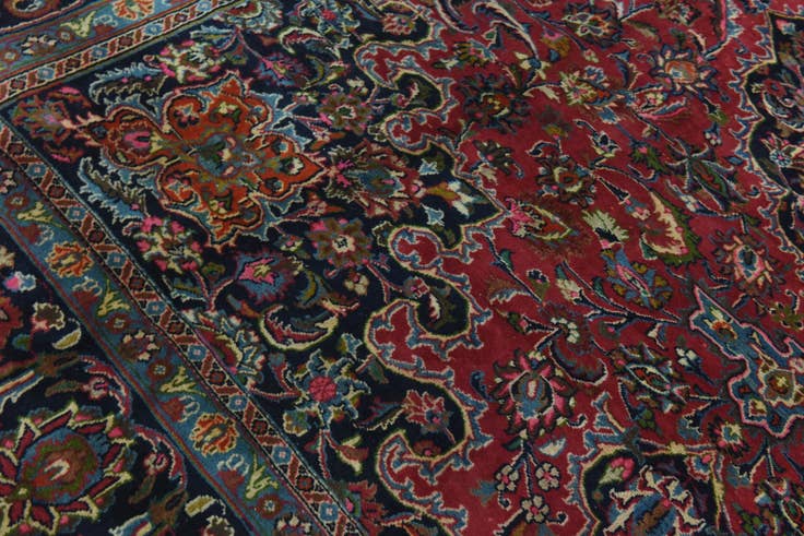 Detail image of 9' 6 x 12' 7 Hand Knotted Mashad Persian Wool Rug