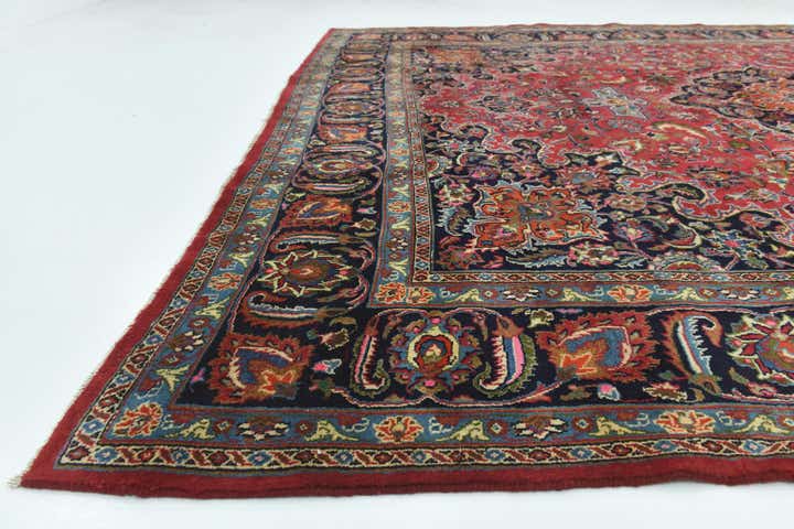 9' 6 x 12' 7 Hand Knotted Mashad Persian Wool Rug