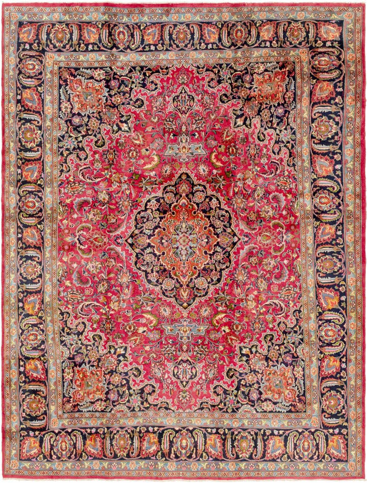 Detail image of 9' 6 x 12' 7 Hand Knotted Mashad Persian Wool Rug