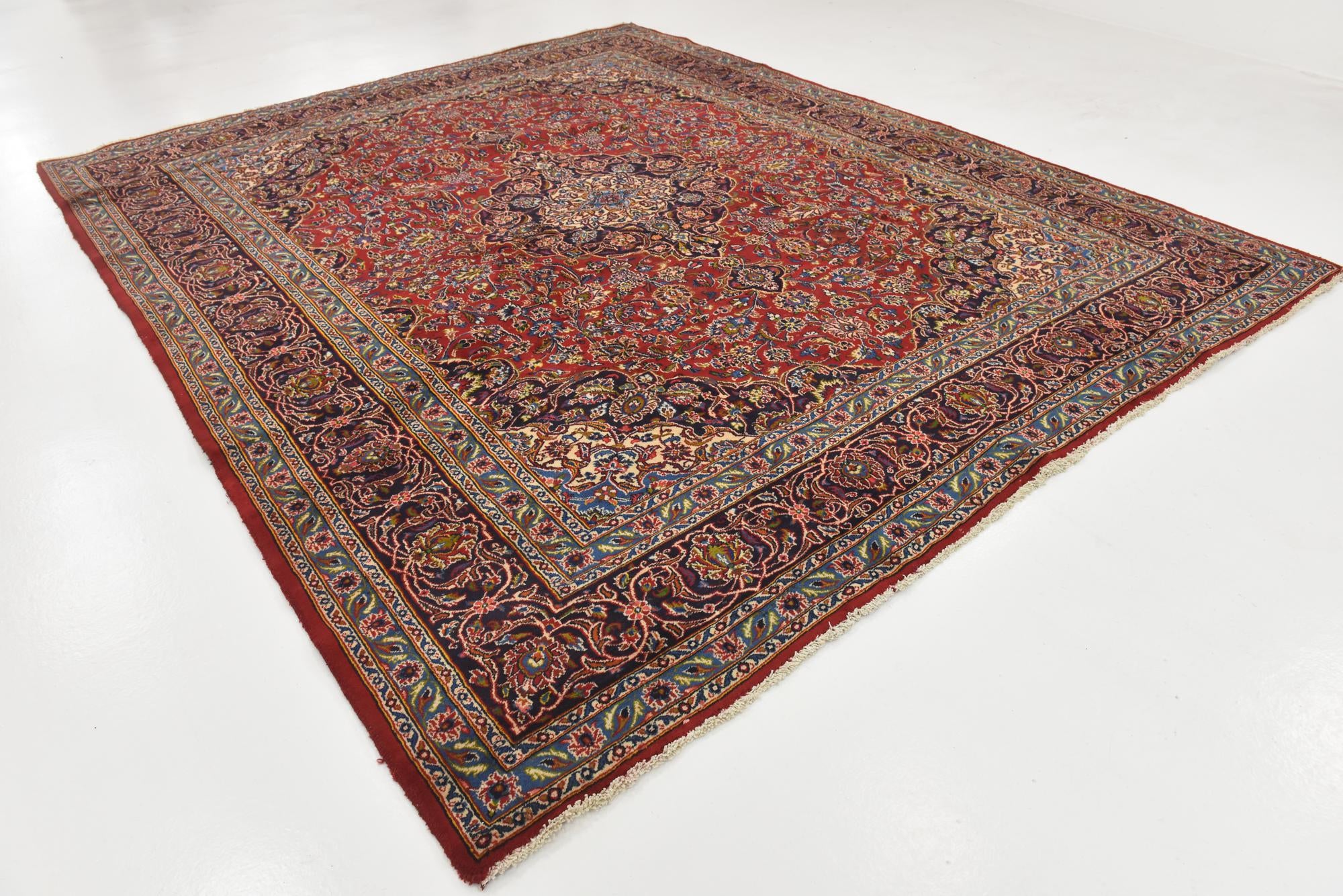 9' 10 x 12' 3 Hand Knotted Mashad Persian Wool Rug