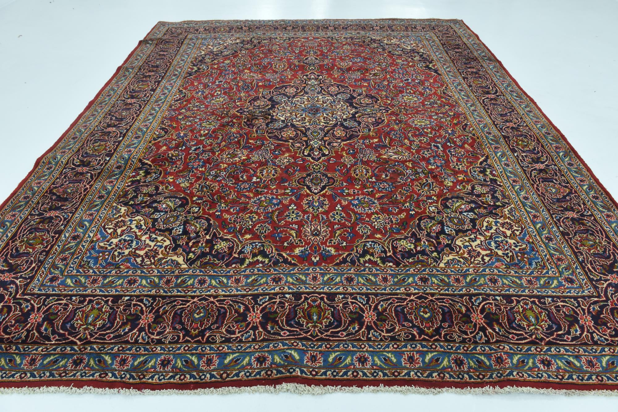 9' 10 x 12' 3 Hand Knotted Mashad Persian Wool Rug