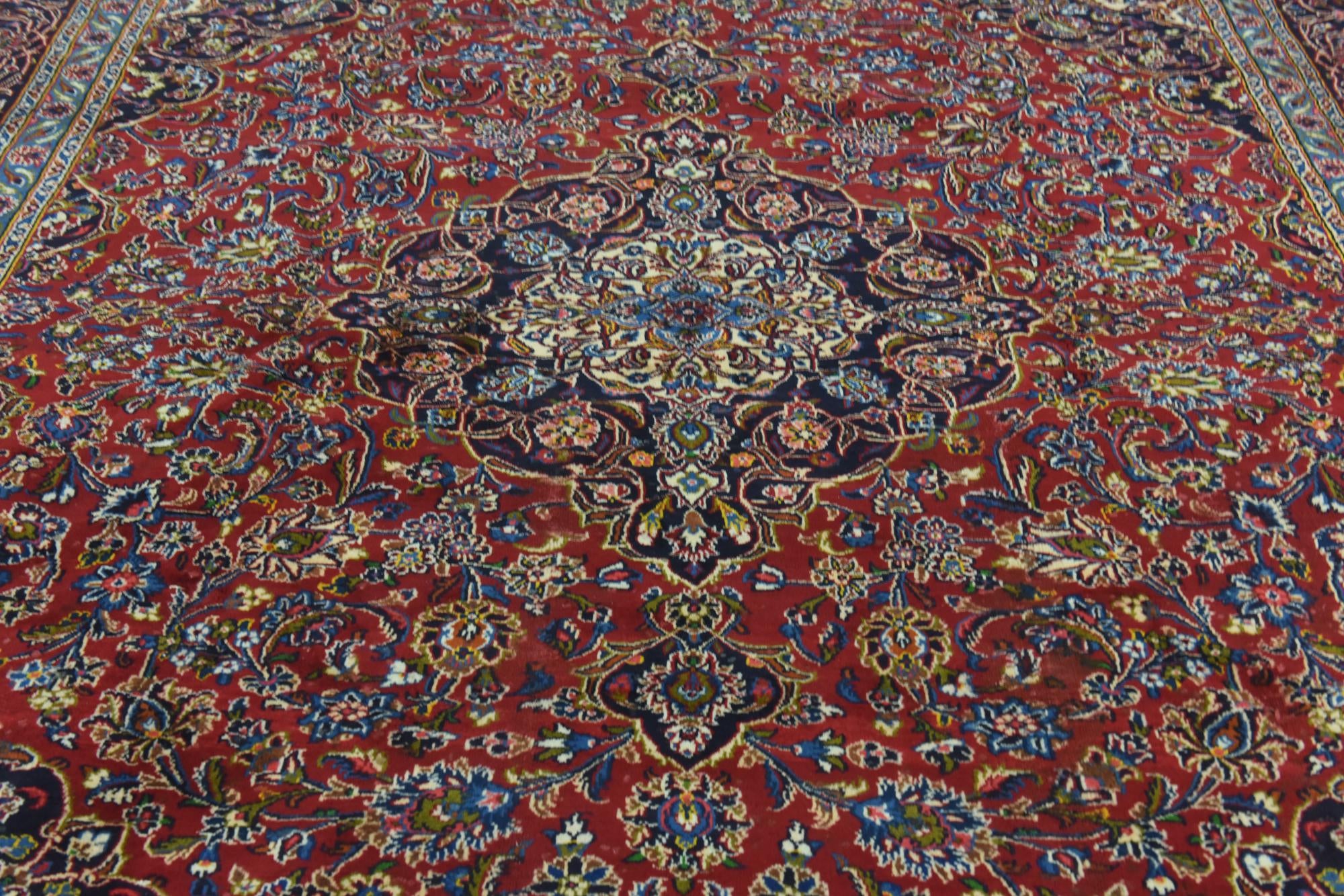 9' 10 x 12' 3 Hand Knotted Mashad Persian Wool Rug